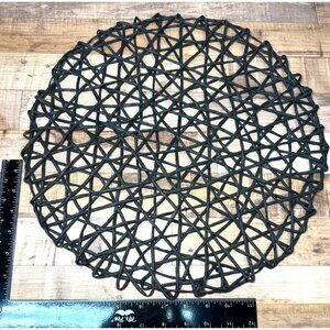 8 Handcrafted Black Woven Round Decorative Placemat Table Accent